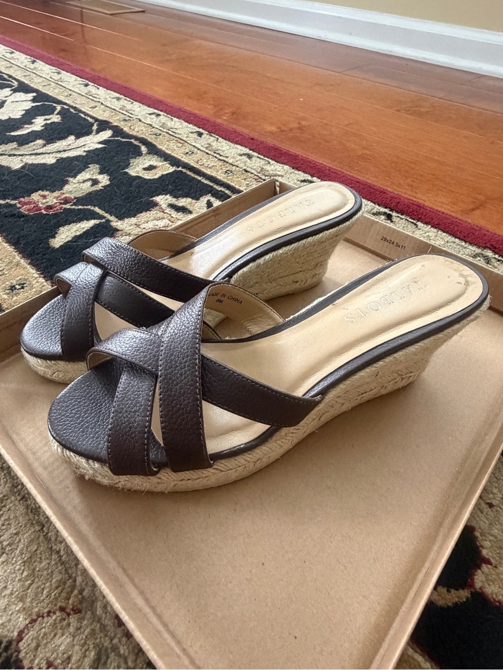 Talbot’s Wedge Slide Kitten Sandals in Dark Brown - Women's